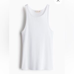 H&M Premium Ribbed Cotton Silk Blend Tank Tops sz Sm NWT/EUC Green and White
